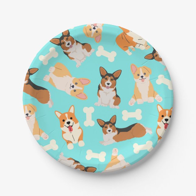 Assiettes En Carton Pembroke Welsh Corgi Motif (Devant)