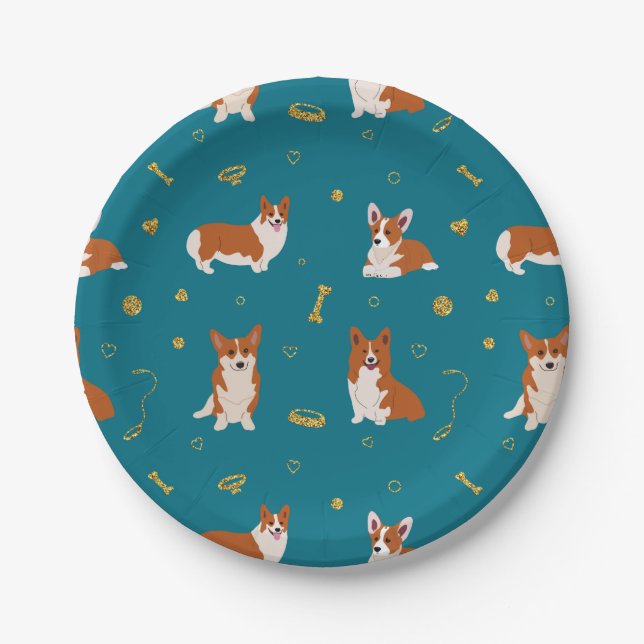 Assiettes En Carton Pembroke Welsh Corgi Motif (Devant)