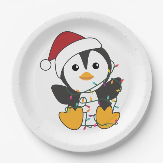 Assiettes En Carton Penguin Christmas Snow Winter Animals Penguins Adu (Devant)