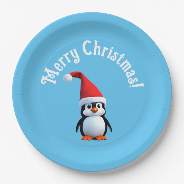 Assiettes En Carton Penguin de Noël (Devant)