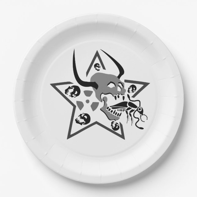 Assiettes En Carton Pentagramme crânien (Devant)