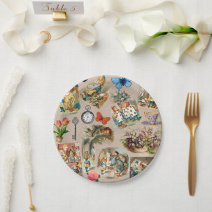 Assiettes En Carton Pépinière Alice Colorée Classique des années 1800