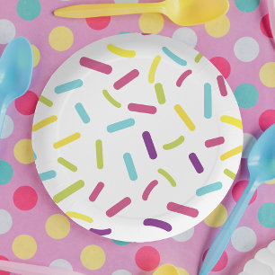 Assiettes En Carton Pépites arc-en-ciel bonbon dessert coloré