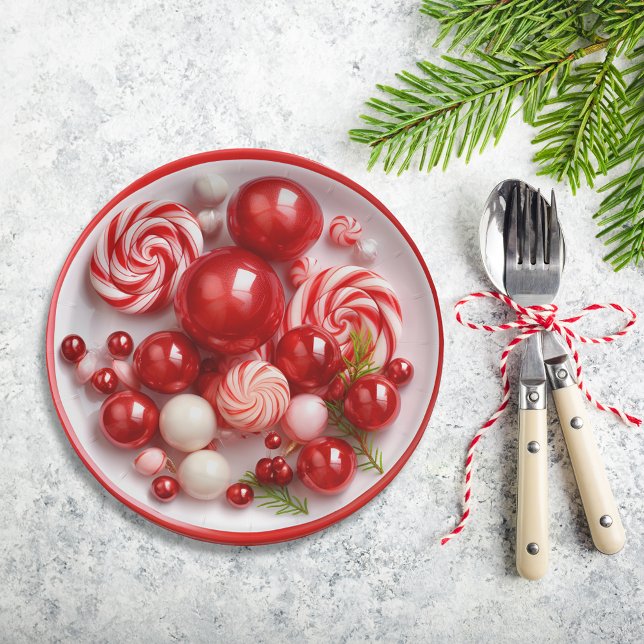 Assiettes En Carton Pepperment Candy Holiday Dîner Cheer (Créateur téléchargé)