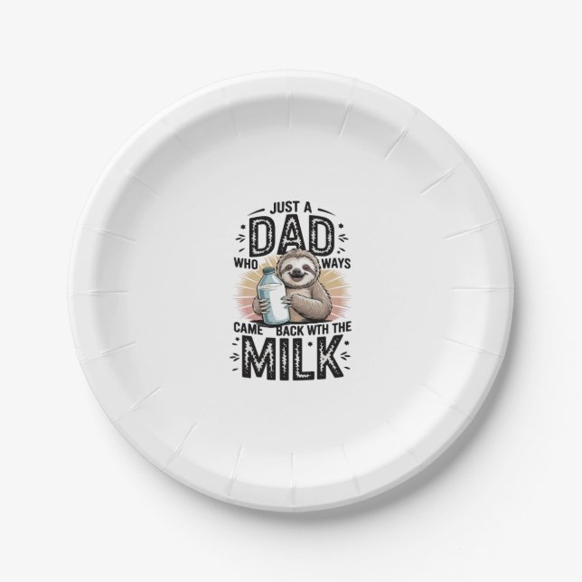 Assiettes En Carton père et fils avec le lait paresseux design graphiq (Devant)