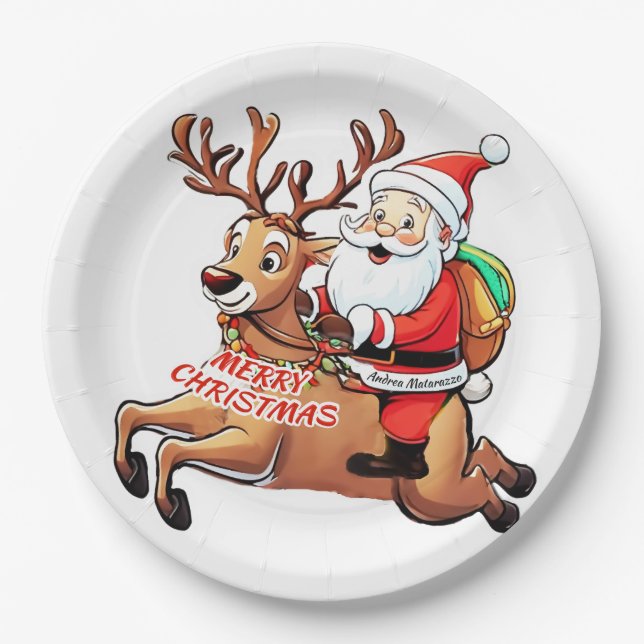 Assiettes En Carton Père Noël (Devant)
