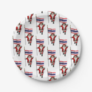 Assiettes En Carton Père Noël Avec Drapeau De Thaïlande