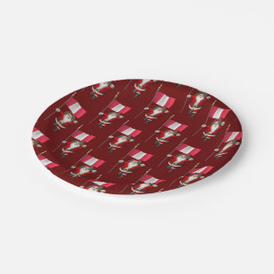 Assiettes En Carton Père Noël Avec Drapeau Du Pérou