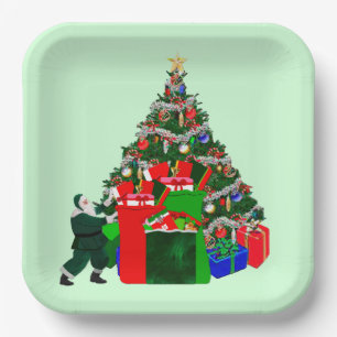 Assiettes En Carton Père Noël avec présentoirs dans les plaques de pap