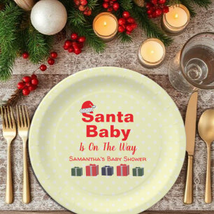 Assiettes En Carton Père Noël Baby Christmas Baby shower
