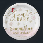 Assiettes En Carton Père Noël Baby Christmas Girl Baby shower<br><div class="desc">Calligraphie adorable avec flocons de neige,  plaque de papier baby shower à thème hivernal. Facile à personnaliser avec vos détails. Vérifiez la collection pour rechercher les éléments correspondants comme cartes de boîtier.</div>