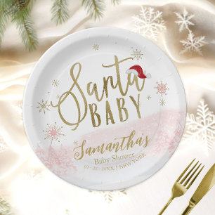 Assiettes En Carton Père Noël Baby Christmas Girl Baby shower