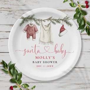 Assiettes En Carton Père Noël Baby Clothesline Baby shower d'hiver