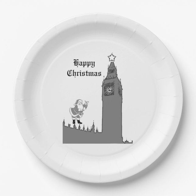 Assiettes En Carton Père Noël Big Ben London Père Noël (Devant)