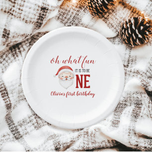 Assiettes En Carton Père Noël de Noël Premier Anniversaire