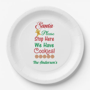 Assiettes En Carton Père Noël de Noël S'il vous plaît Arrêtez-vous ici