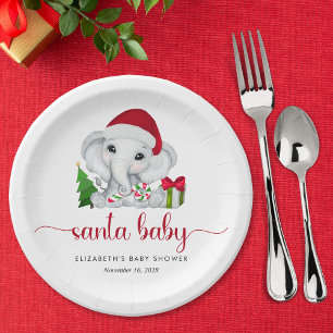 Assiettes En Carton Père Noël Elephant Noël bébé garçon douche