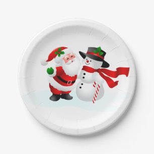 Assiettes En Carton Père Noël et bonhomme de neige plaque à papier