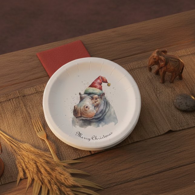 Assiettes En Carton Père Noël Little Hippo, coutume (Créateur téléchargé)