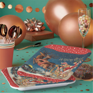 Assiettes En Carton Père Noël patriotique