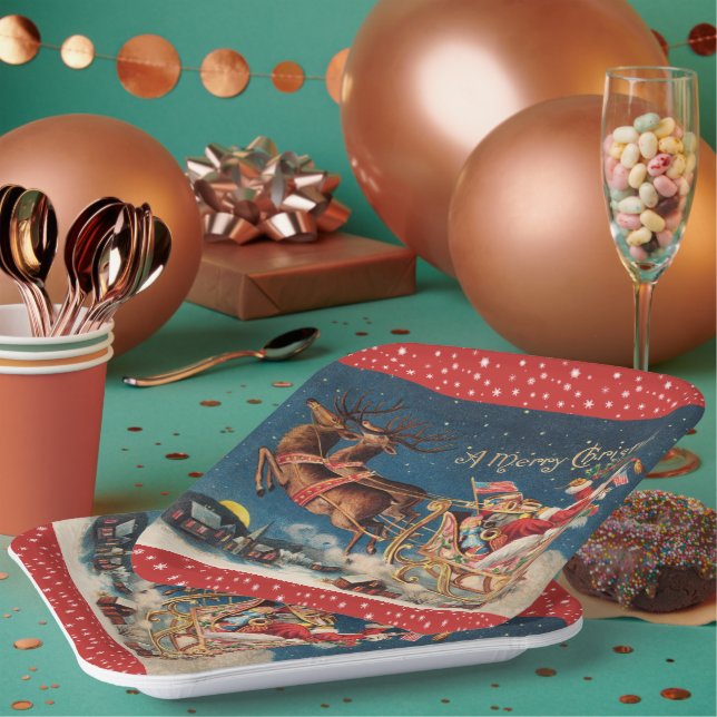 Assiettes En Carton Père Noël patriotique (Multi)