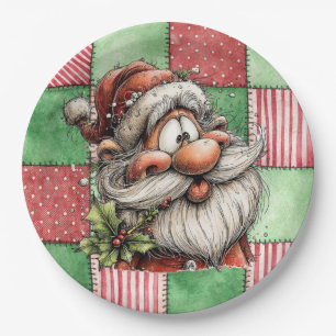 Assiettes En Carton Père Noël rigolard dessin animé drôle