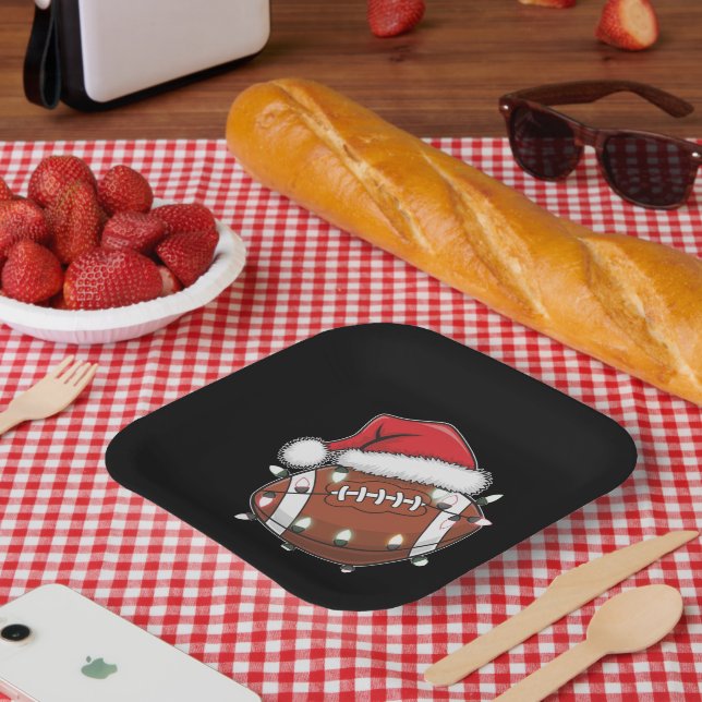 Assiettes En Carton Père Noël Sports Christmas American Football Lover (Pique-nique)