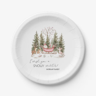 Assiettes En Carton Père Noël,Trainée,Cadeaux Forêt Noël