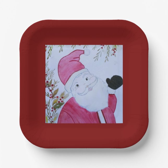 Assiettes En Carton Père Noël vintage (Recto)