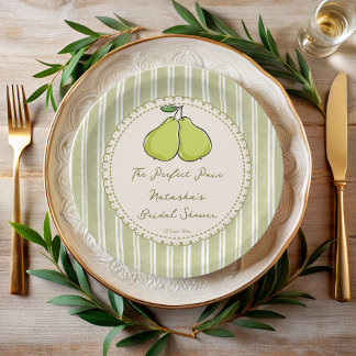 Assiettes En Carton Perfect pair sage green stripe pear bridal shower
