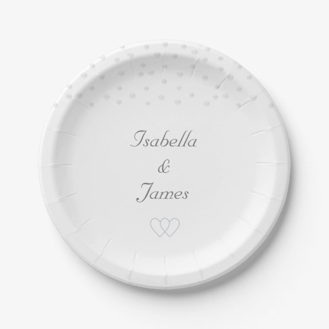 Assiettes En Carton Perles chic sur fond blanc Mariage (Devant)