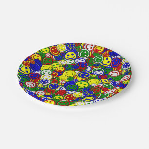Assiettes En Carton Perles d'allocation de visage Joyeuses primaires