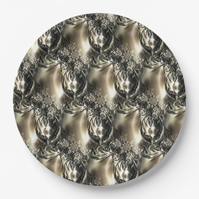 Assiettes En Carton Perles dorées (Devant)