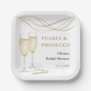 Assiettes En Carton Perles et Fêtes des mariées de Prosecco écorces d'
