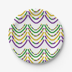 Assiettes En Carton Perles Mardi Grad