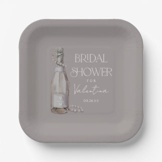 Assiettes En Carton Perles personnalisées + Fête des mariées Prosecco