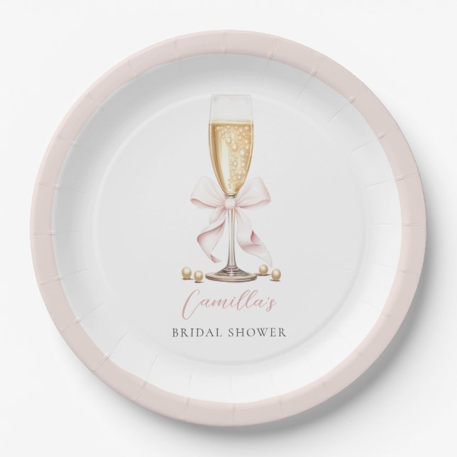 Assiettes En Carton Perles roses et Fête des mariées de boue de Prosec (Devant)