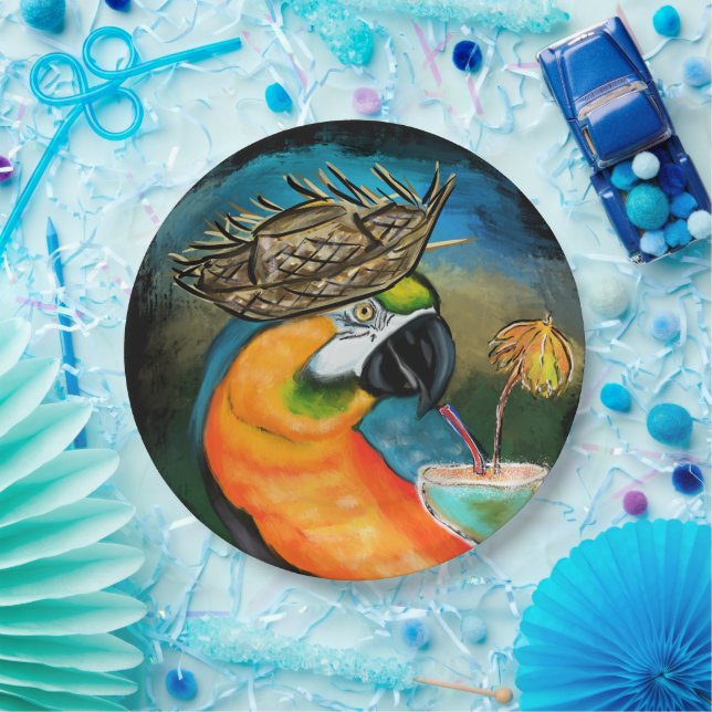 Assiettes En Carton Perroquets (Fête)