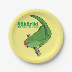 Assiettes En Carton Perruche à couronne rouge Kākāriki