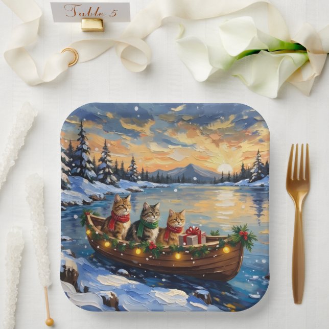 Assiettes En Carton Persian Cat Christmas Boat Holiday (Mariage)