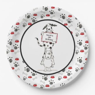 Assiettes En Carton Personalised Cute Dog Acrobats Birthday