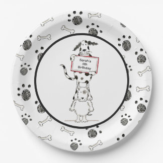 Assiettes En Carton Personalised Cute Dog Acrobats Birthday