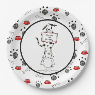 Assiettes En Carton Personalised Cute Dog Acrobats Birthday