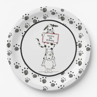 Assiettes En Carton Personalised Cute Dog Acrobats Birthday