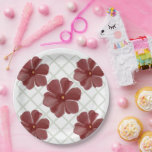 Assiettes En Carton Personalized<br><div class="desc">Add timeless, vintage charm to your life with this elegant floral lattice pattern. The design showcases beautifully shaded, painterly burgundy flowers set against a crisp, sage green diamond trellis background. Blending organic botanical art with clean geometric lines, this pattern is a perfect fit for Grandmillennial, Cottagecore, and home decor. It...</div>