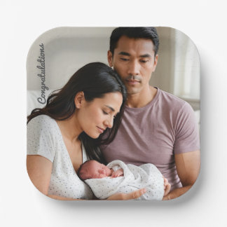 Assiettes En Carton Personalized Baby Newborn Party Custom photo name