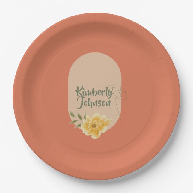Assiettes En Carton Personalized Botanical Party Plate (Devant)