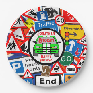 Assiettes En Carton Personalized Colourful Road Signs, Birthday Party
