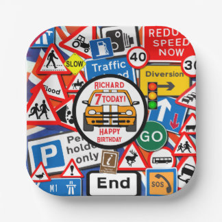 Assiettes En Carton Personalized Colourful Road Signs, Birthday Party