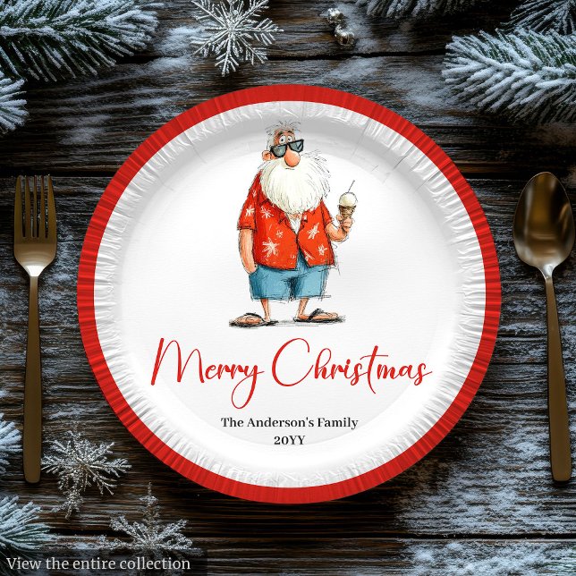 Assiettes En Carton Personalized Funny Santa Christmas Dinner Plates (Personalized Funny Santa Christmas Dinner Plates)